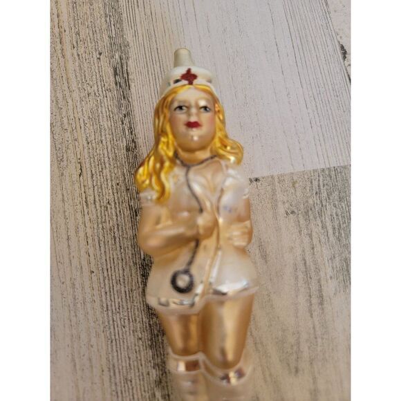 Inge nurse hospital blown glass ornament Xmas glitter - Picture 3 of 9
